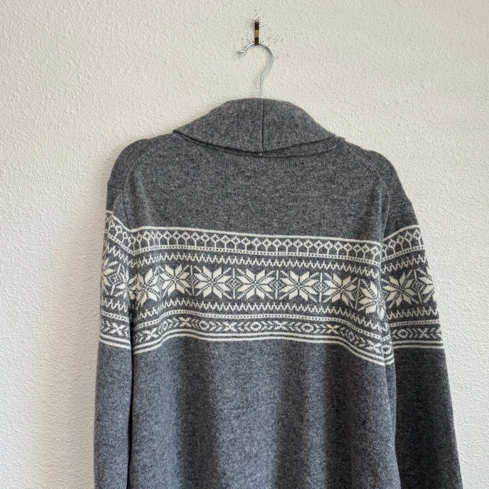J Crew Men's L 100% Lambswool Cardigan Pocket Shawl Collar Bookshop Fair Isles - Picture 9 of 10